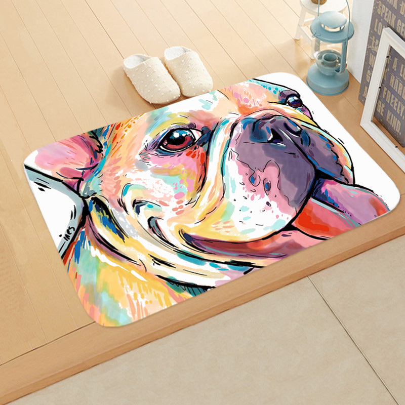 KFX-1487165 Absorbent Non-Slip Flannel Digital Printed Floor Mat for Bathroom and Kitchen, 400mm x 600mm, Animal Pattern