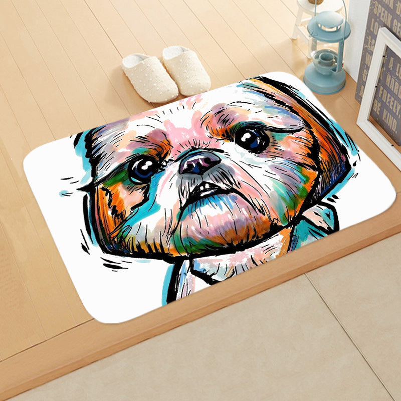 KFX-1487165 Absorbent Non-Slip Flannel Digital Printed Floor Mat for Bathroom and Kitchen, 400mm x 600mm, Animal Pattern