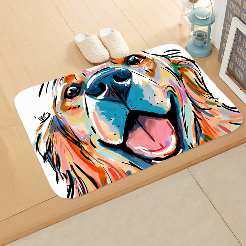KFX-1487165 Absorbent Non-Slip Flannel Digital Printed Floor Mat for Bathroom and Kitchen, 400mm x 600mm, Animal Pattern