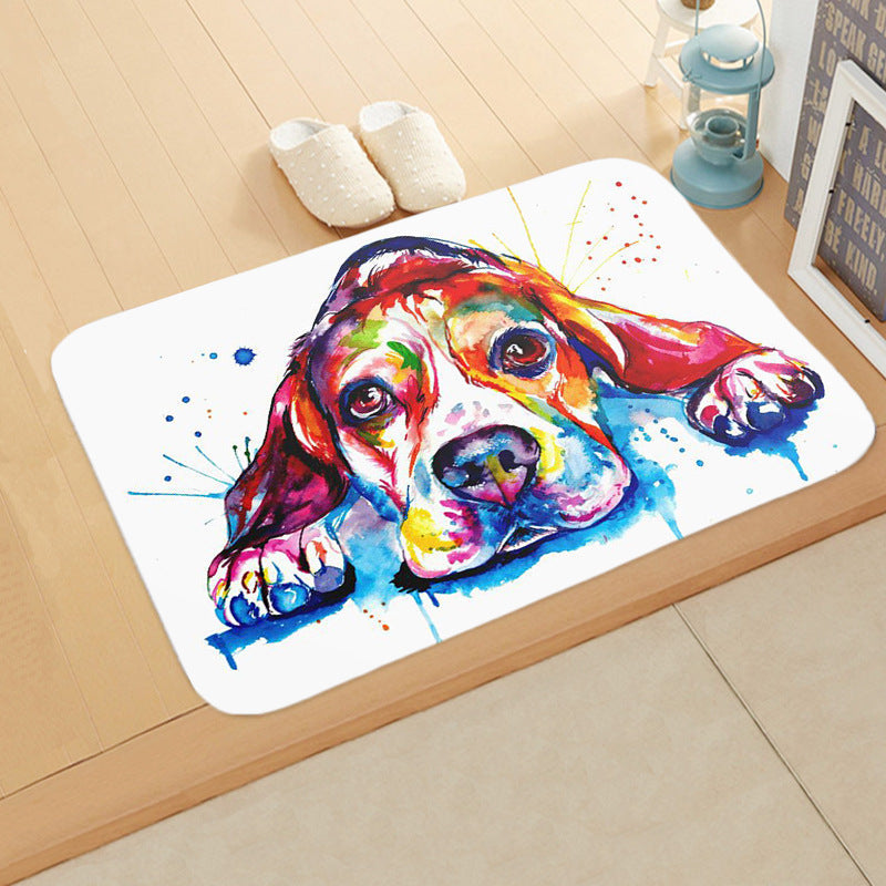 KFX-1487165 Absorbent Non-Slip Flannel Digital Printed Floor Mat for Bathroom and Kitchen, 400mm x 600mm, Animal Pattern