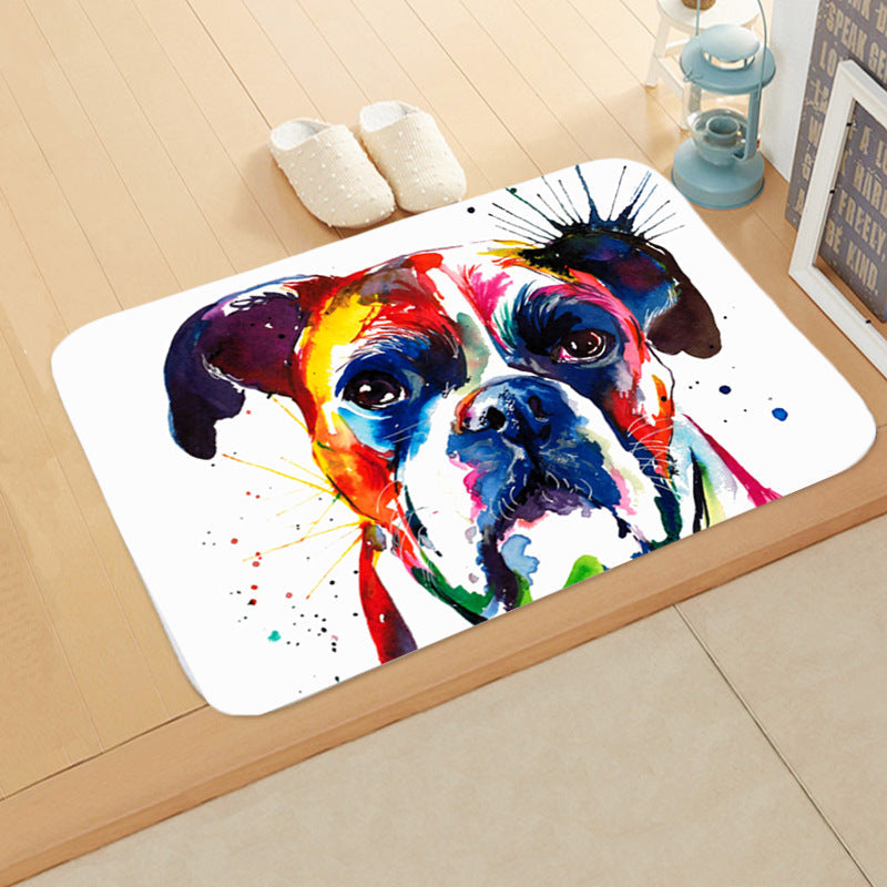 KFX-1487165 Absorbent Non-Slip Flannel Digital Printed Floor Mat for Bathroom and Kitchen, 400mm x 600mm, Animal Pattern