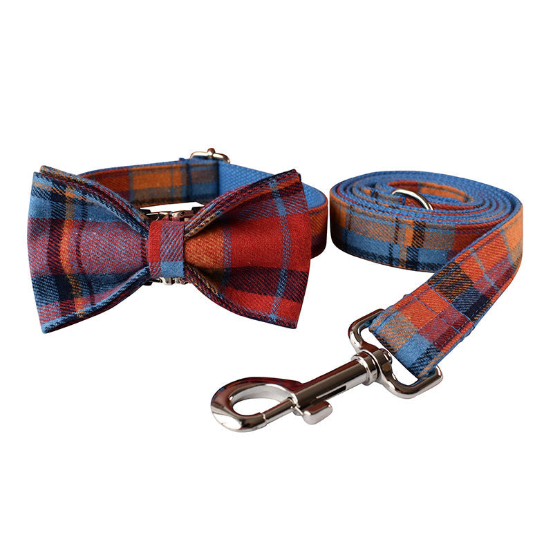KFX-1487293 Blue Velvet Dog Collar with Alloy Buckle and Bow Accessories