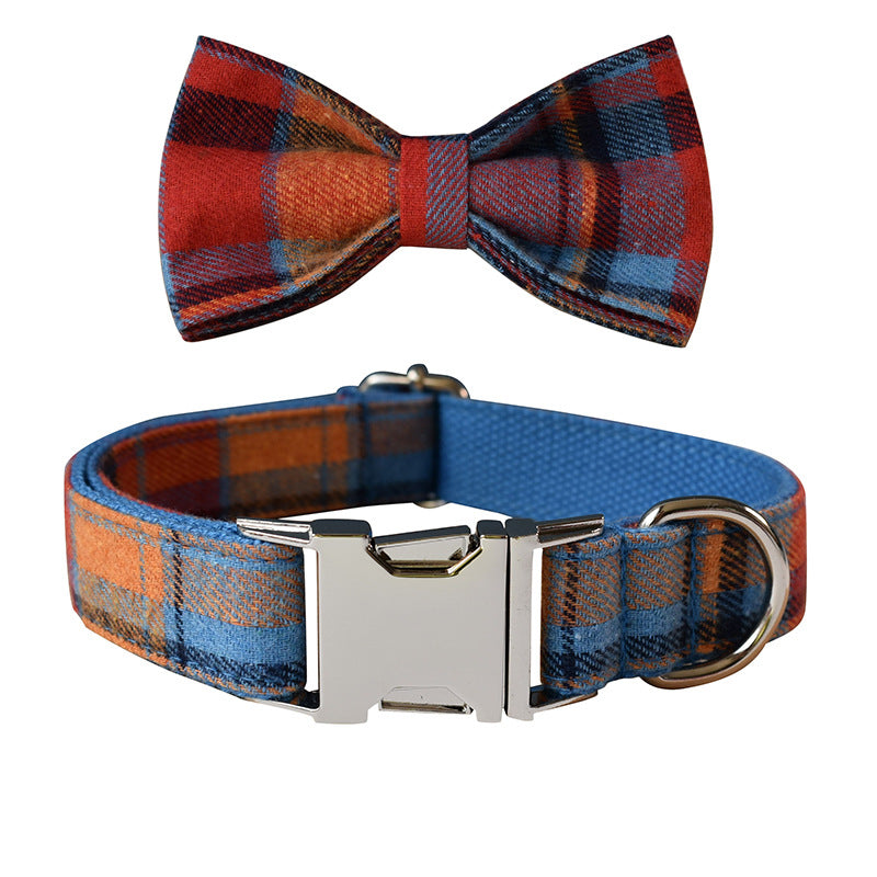 KFX-1487293 Blue Velvet Dog Collar with Alloy Buckle and Bow Accessories
