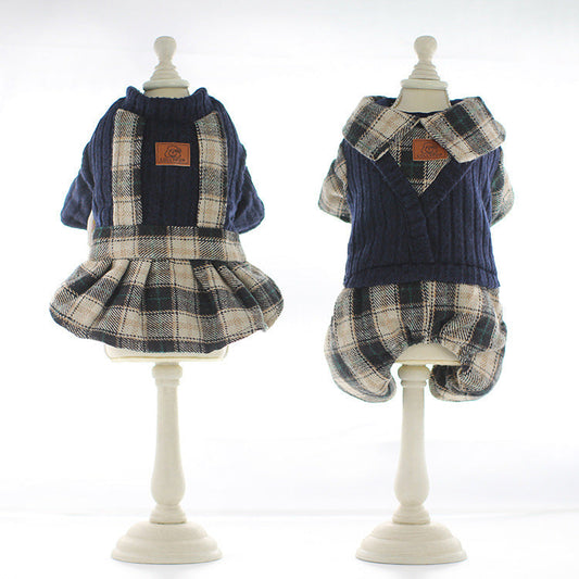 KFX-1489085 Cozy Deep Plaid Cotton Sweater for Couples and Pets