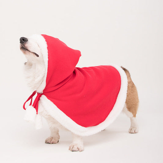 KFX-1489469 Festive Red Christmas Cloak for Dogs and Cats - Cozy Polyester Design, Available in Small and Large Sizes