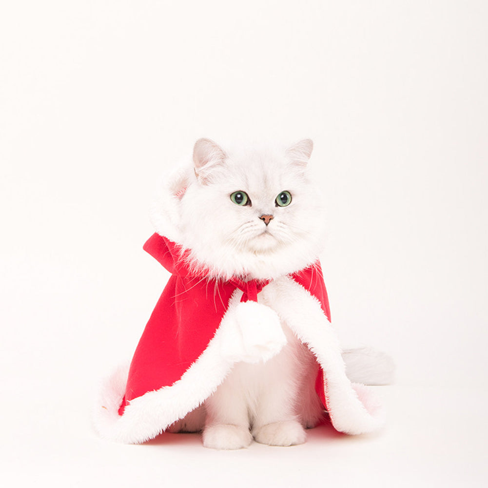 KFX-1489469 Festive Red Christmas Cloak for Dogs and Cats - Cozy Polyester Design, Available in Small and Large Sizes
