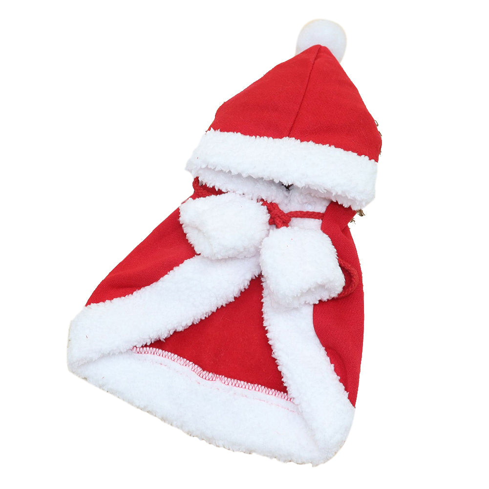 KFX-1489469 Festive Red Christmas Cloak for Dogs and Cats - Cozy Polyester Design, Available in Small and Large Sizes