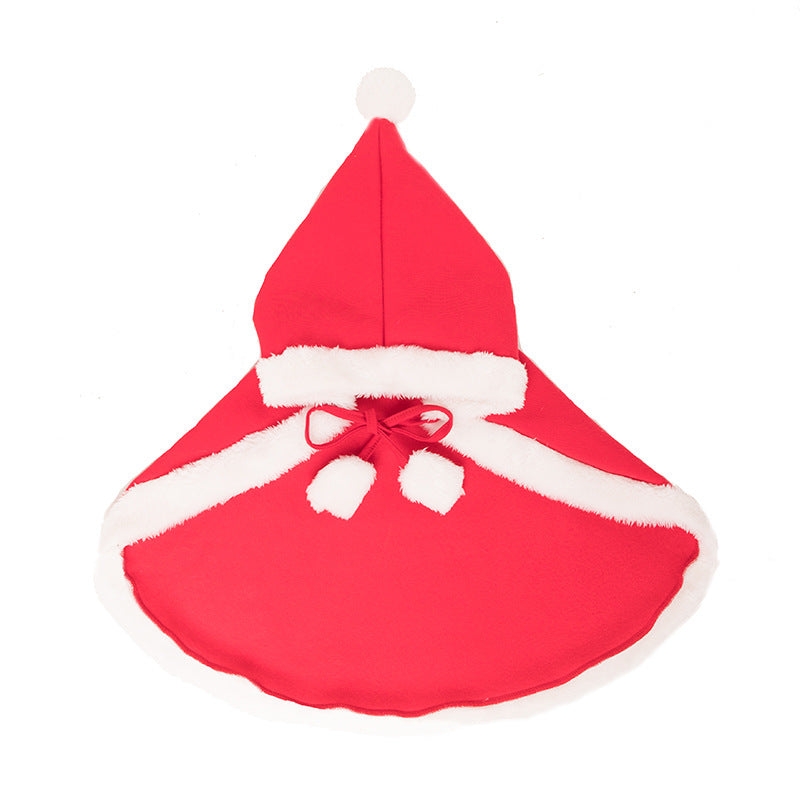 KFX-1489469 Festive Red Christmas Cloak for Dogs and Cats - Cozy Polyester Design, Available in Small and Large Sizes