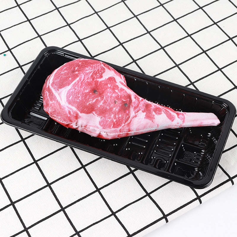 KFX-1491901 Oxford Cloth Simulation Steak Squeeze Toy for Pets - Soft PP Cotton Material