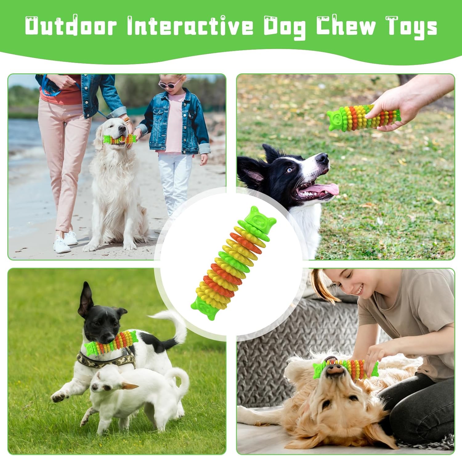 KFX-1494333 Durable Rubber Chew Toy for Aggressive Dogs - Caterpillar Shape for Dental Health and Interactive Play