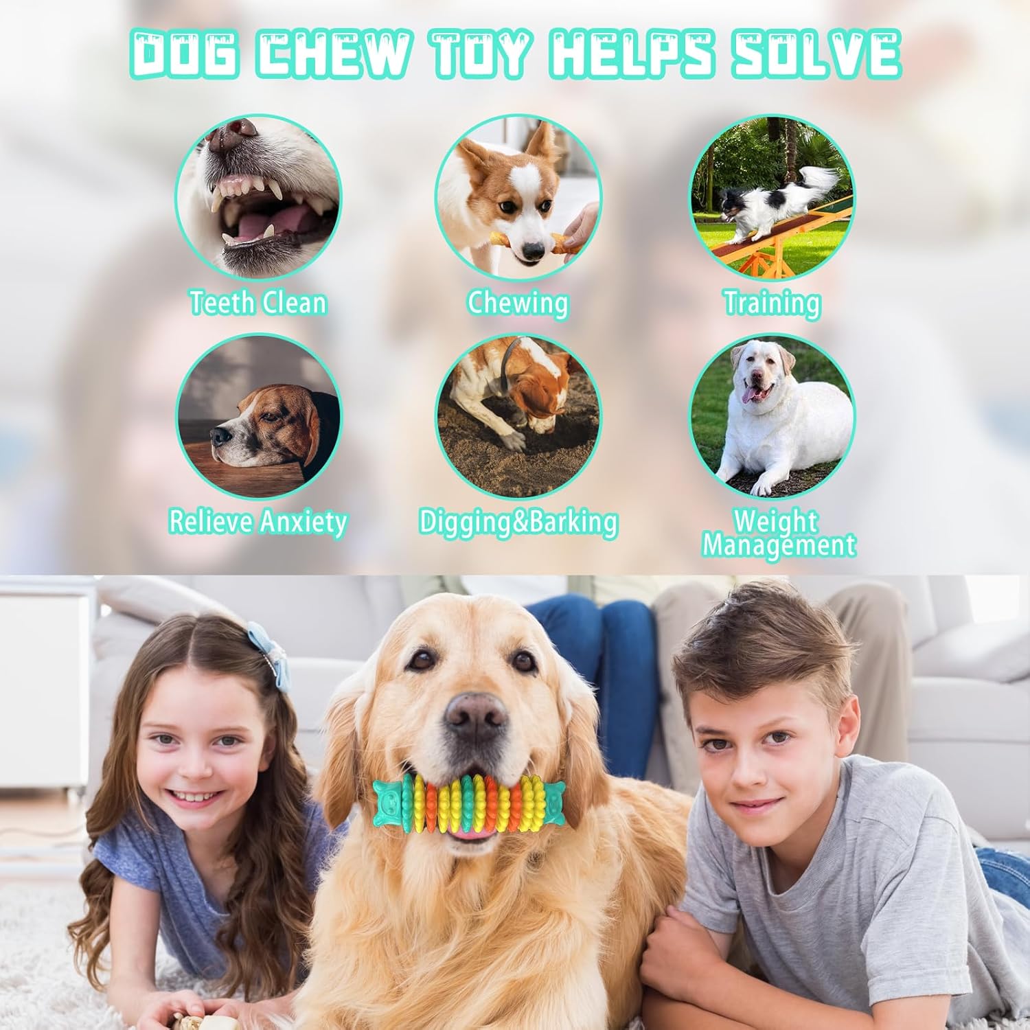 KFX-1494333 Durable Rubber Chew Toy for Aggressive Dogs - Caterpillar Shape for Dental Health and Interactive Play
