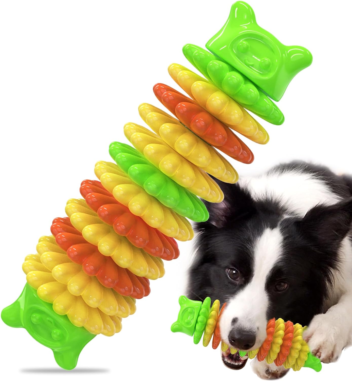 KFX-1494333 Durable Rubber Chew Toy for Aggressive Dogs - Caterpillar Shape for Dental Health and Interactive Play