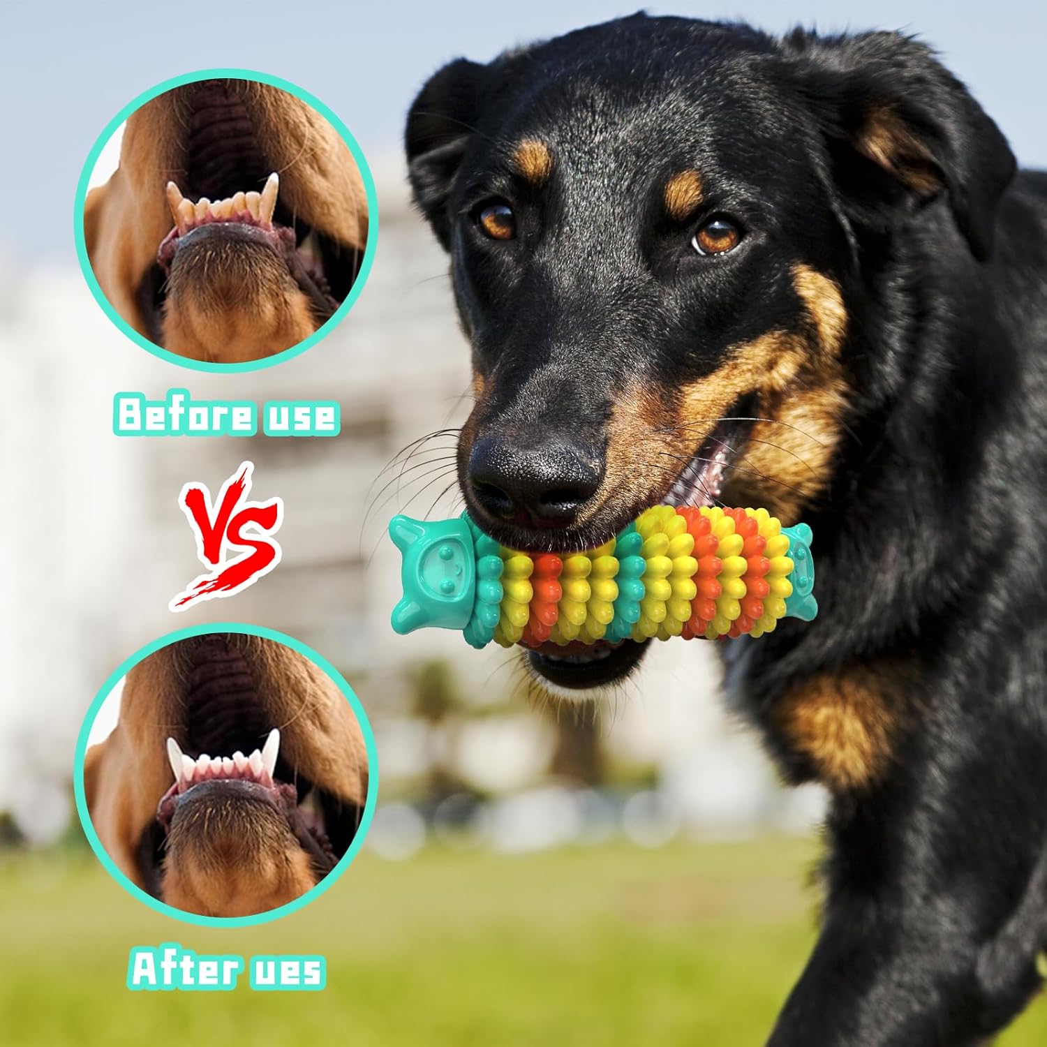 KFX-1494333 Durable Rubber Chew Toy for Aggressive Dogs - Caterpillar Shape for Dental Health and Interactive Play
