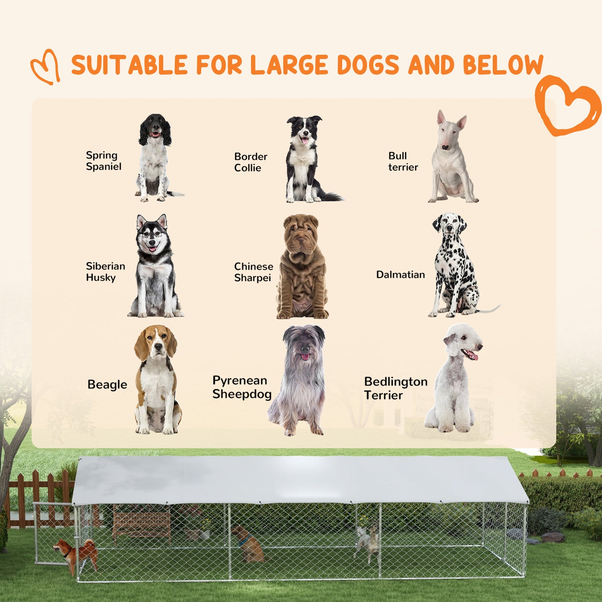 KFX-1494717 Large Outdoor Dog Kennel with Waterproof UV-Resistant Roof for Comfort and Safety