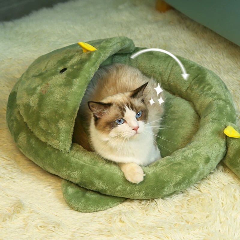 KFX-1495101 Cartoon Animal Semi-Closed Pet Bed for Cats and Dogs - Warm & Cozy Mattress, 50x45x7cm