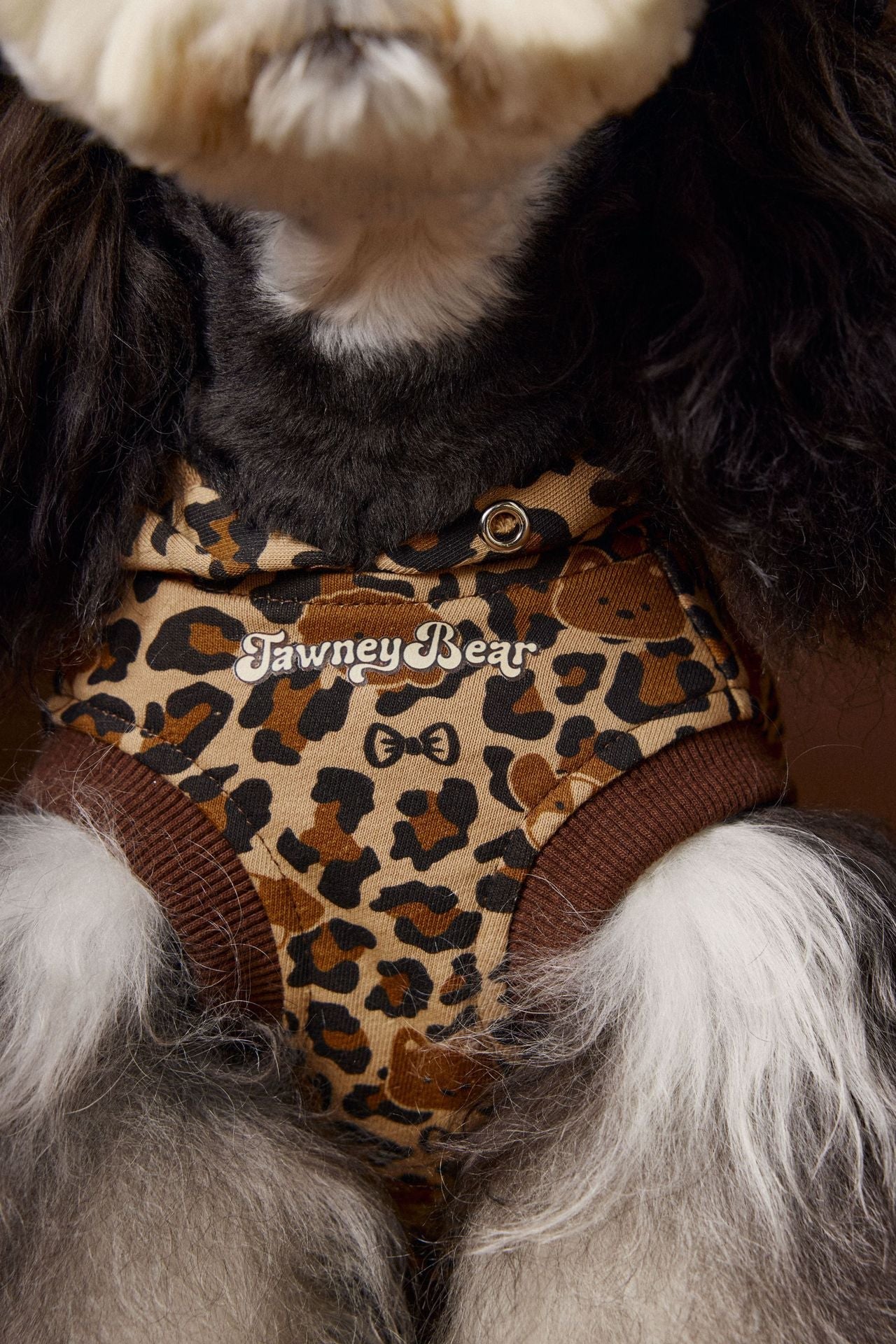 KFX-1495613 Leopard Print Hooded Sleeveless Sweater for Pets in Coffee and Pink