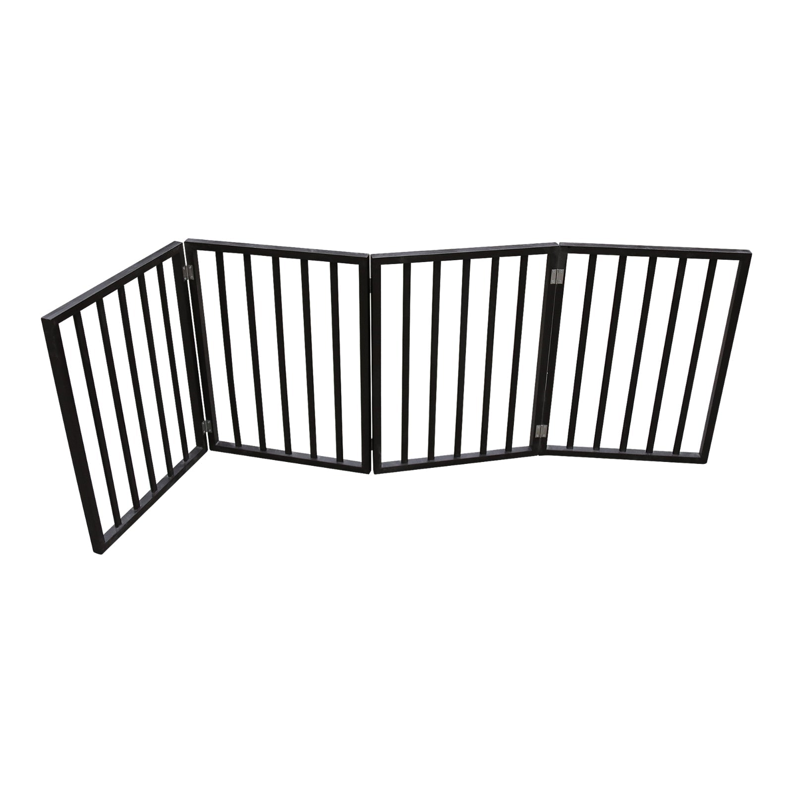 KFX-1498429 Freestanding Dark Brown Wooden Pet Gate for Doorways and Stairs
