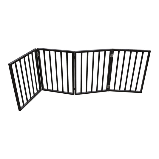 KFX-1498429 Freestanding Dark Brown Wooden Pet Gate for Doorways and Stairs
