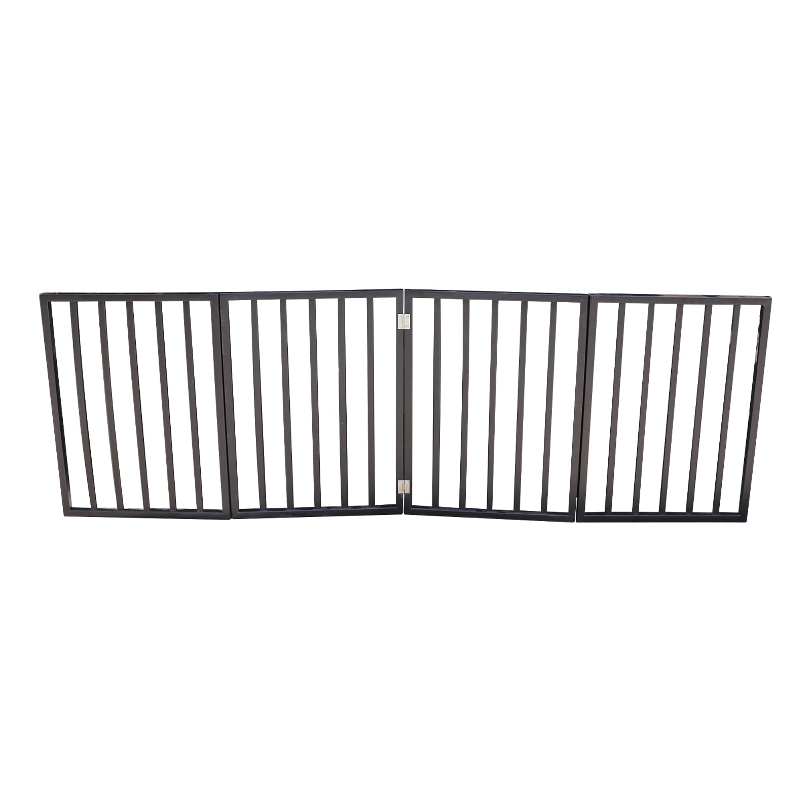 KFX-1498429 Freestanding Dark Brown Wooden Pet Gate for Doorways and Stairs