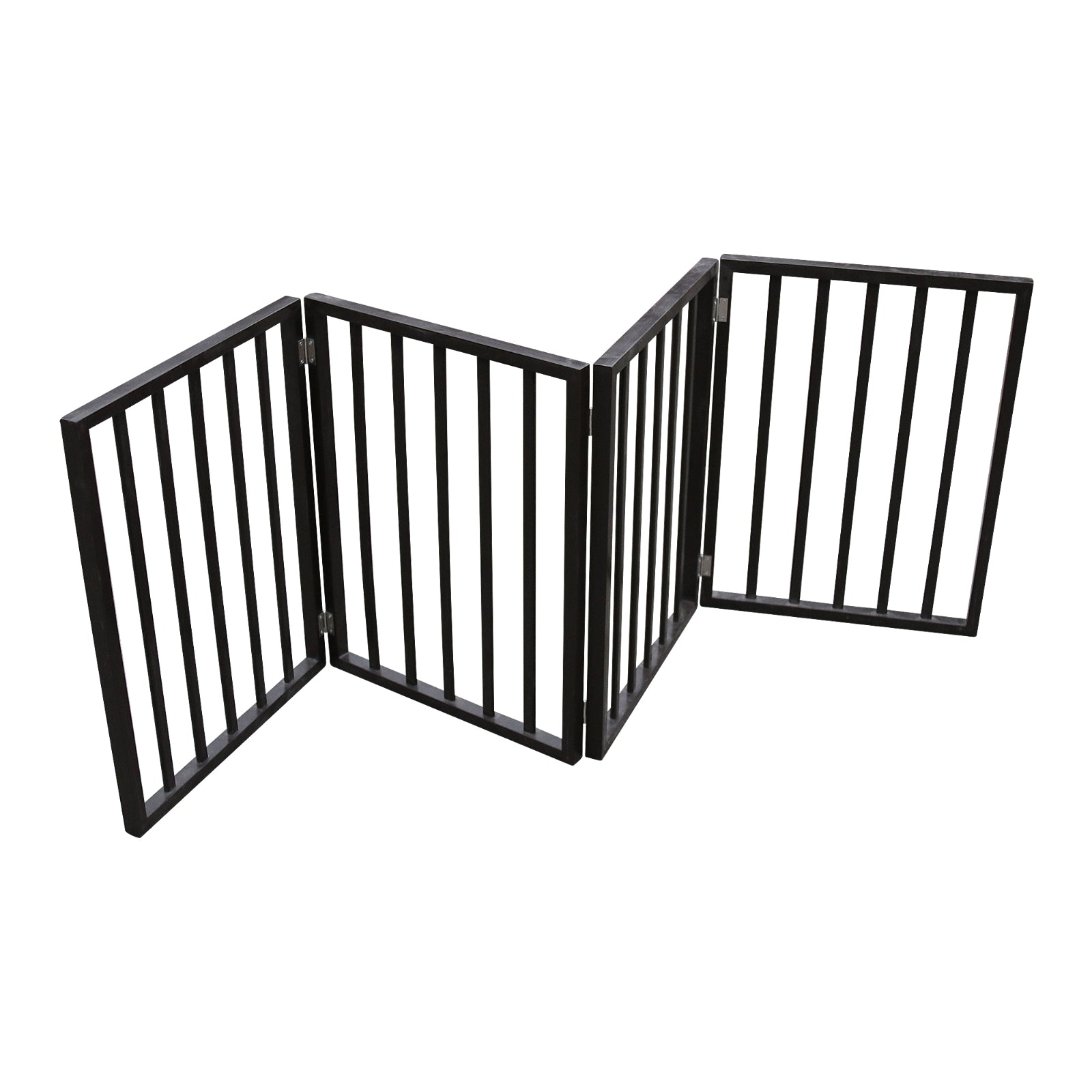 KFX-1498429 Freestanding Dark Brown Wooden Pet Gate for Doorways and Stairs