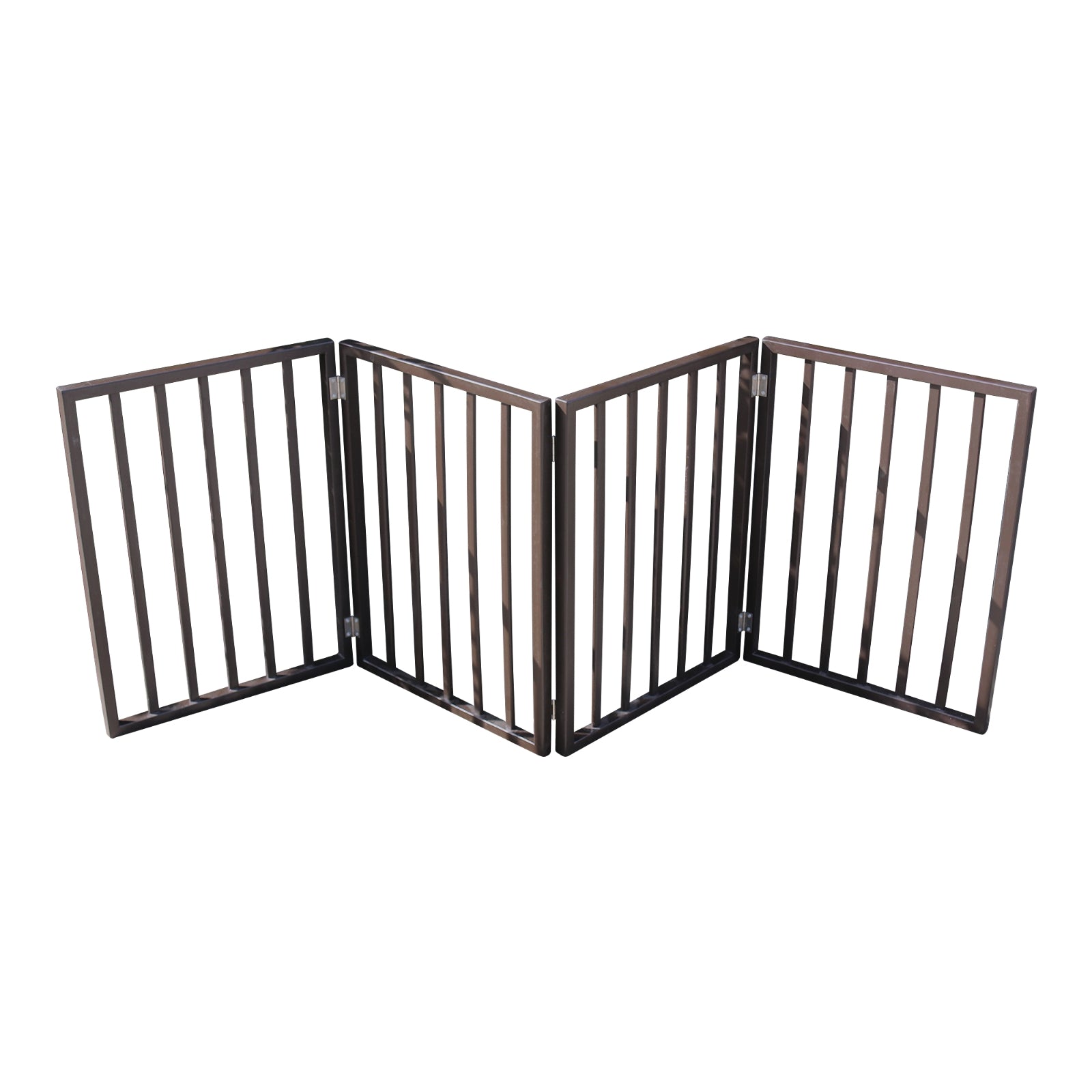 KFX-1498429 Freestanding Dark Brown Wooden Pet Gate for Doorways and Stairs