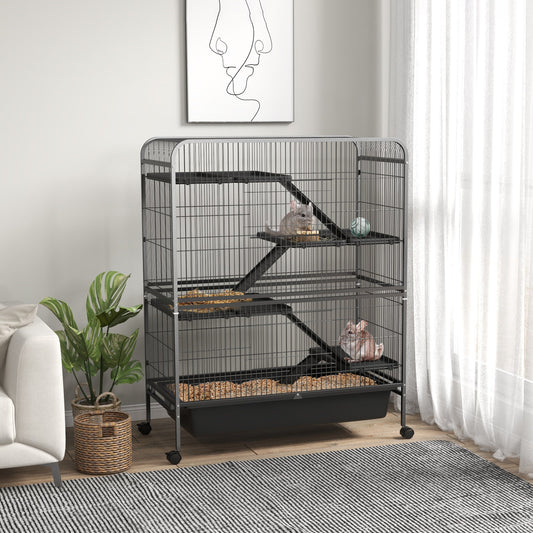 KFX-1500477 Five-Tier Small Animal Cage with Ramps and Removable Tray, 53.5"H Metal Ferret Habitat