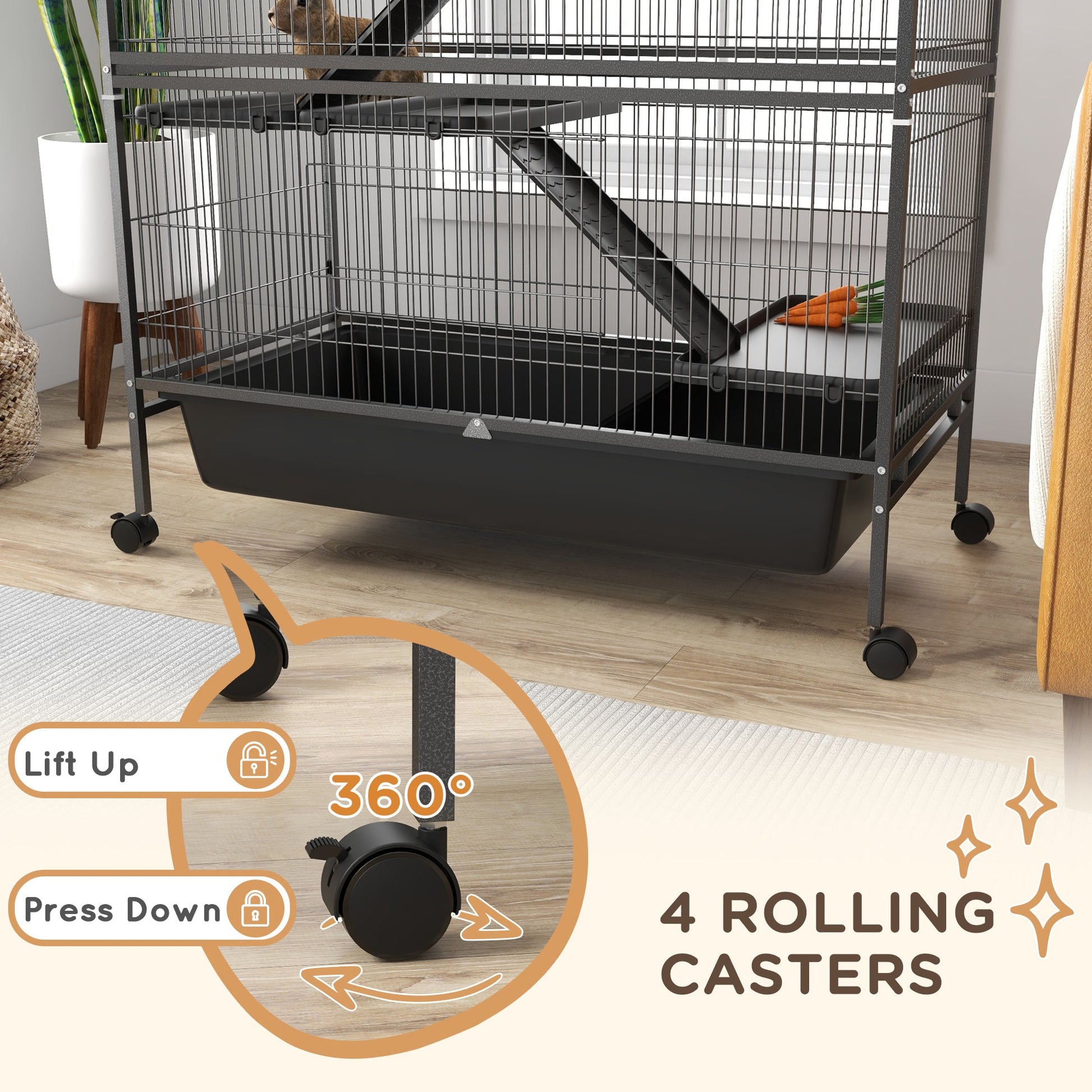 KFX-1500477 Five-Tier Small Animal Cage with Ramps and Removable Tray, 53.5"H Metal Ferret Habitat