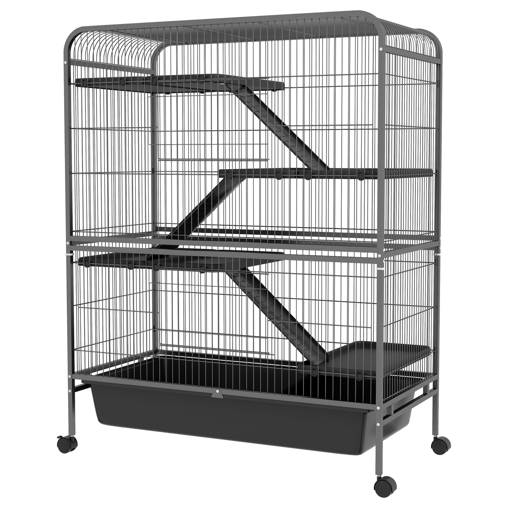 KFX-1500477 Five-Tier Small Animal Cage with Ramps and Removable Tray, 53.5"H Metal Ferret Habitat