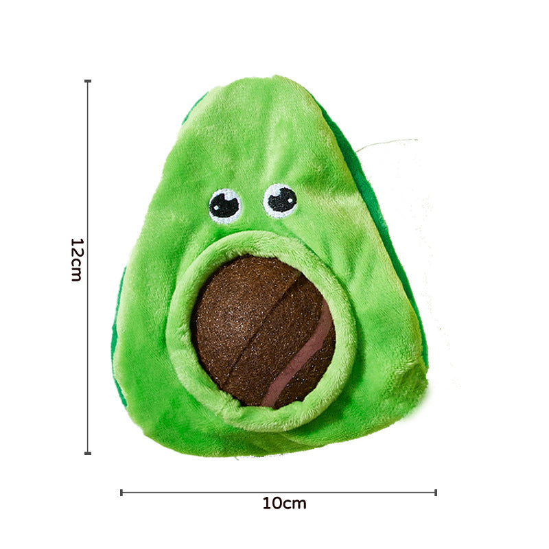 KFX-1503421 Elastic Plush Pet Toy Ball Set - Avocado, Watermelon, Banana, and Pea Shapes - Fun with Loud Paper Sound