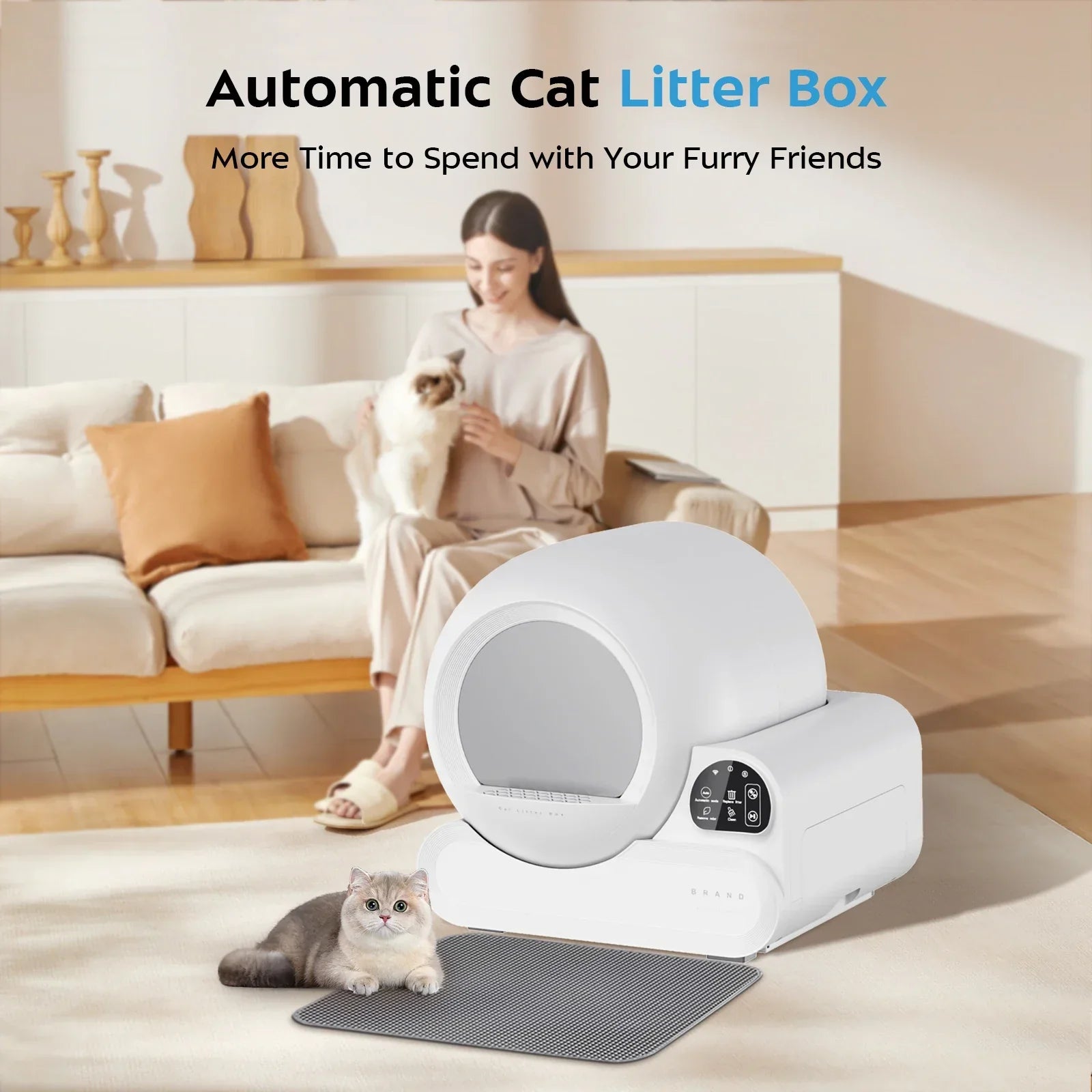 KFX-150419 Intelligent Automatic Self-Cleaning Cat Litter Box - 70L Capacity with WiFi Control, Eco-Friendly Design