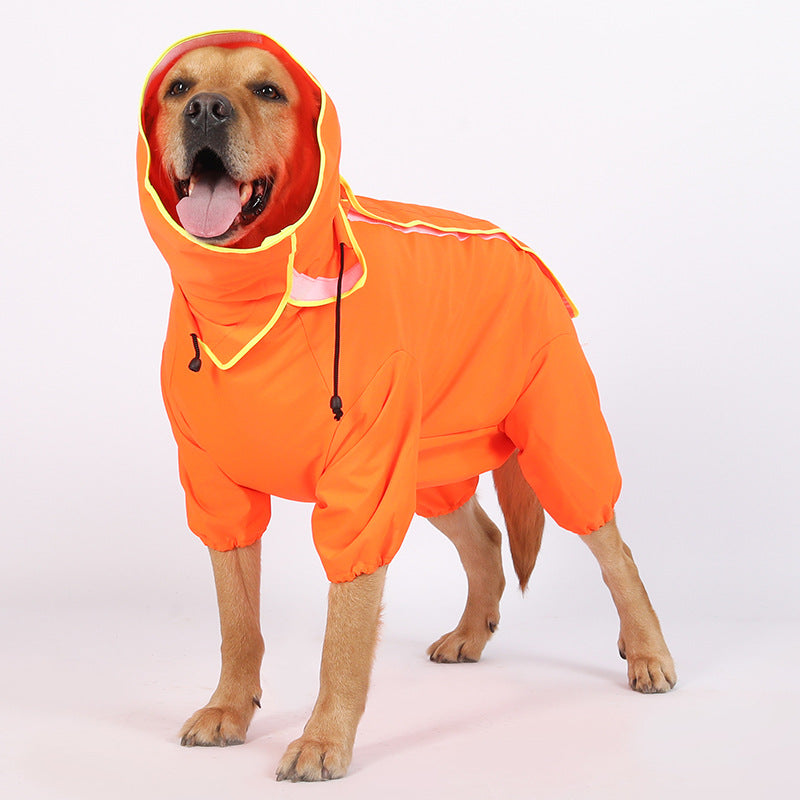 KFX-1504957 Waterproof Reflective Hooded Poncho for Medium and Large Dogs - Available in Black, Fluorescent Green, and Fluorescent Orange