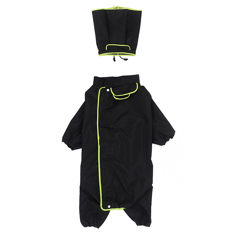 KFX-1504957 Waterproof Reflective Hooded Poncho for Medium and Large Dogs - Available in Black, Fluorescent Green, and Fluorescent Orange