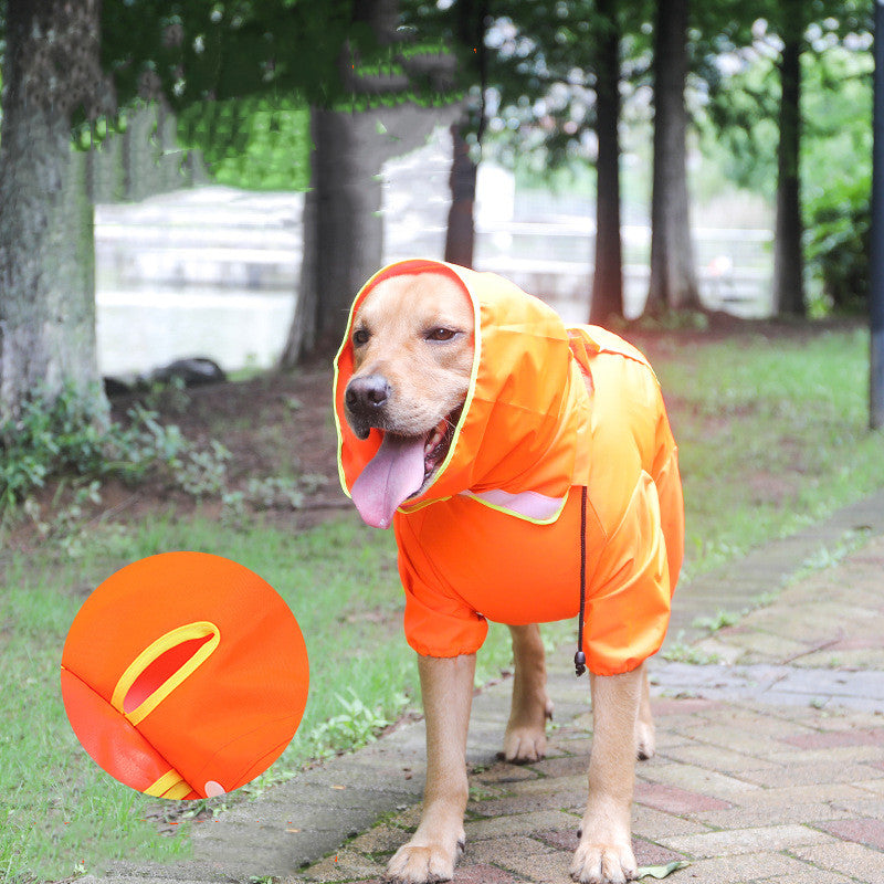 KFX-1504957 Waterproof Reflective Hooded Poncho for Medium and Large Dogs - Available in Black, Fluorescent Green, and Fluorescent Orange
