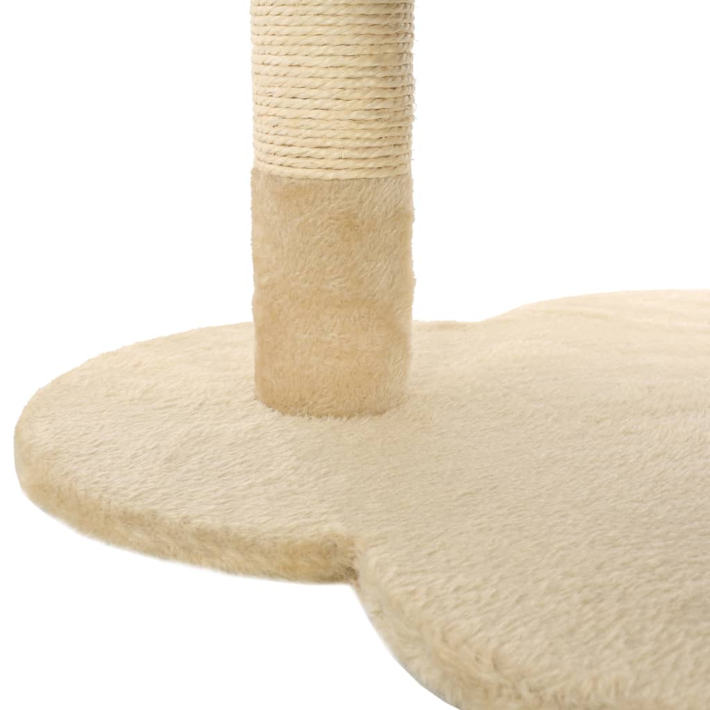 KFX-1505853 Beige and Brown Cat Scratching Post with Cozy Bed and Sisal Wrapped Bar, 50 cm Height