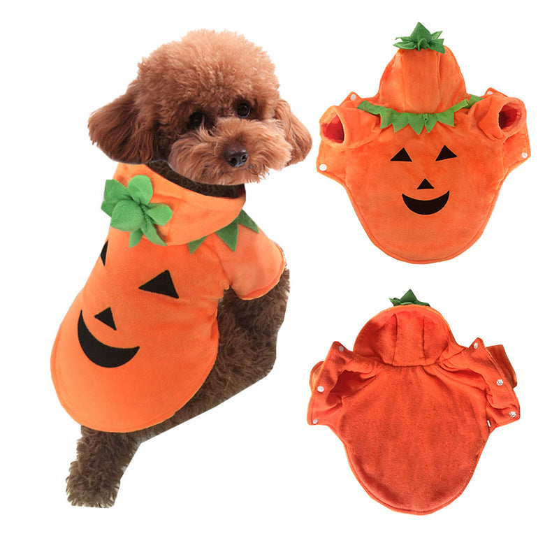 KFX-1506749 Casual Pumpkin Demon Transformation Costume for Pets in Shearing and Polar Fleece