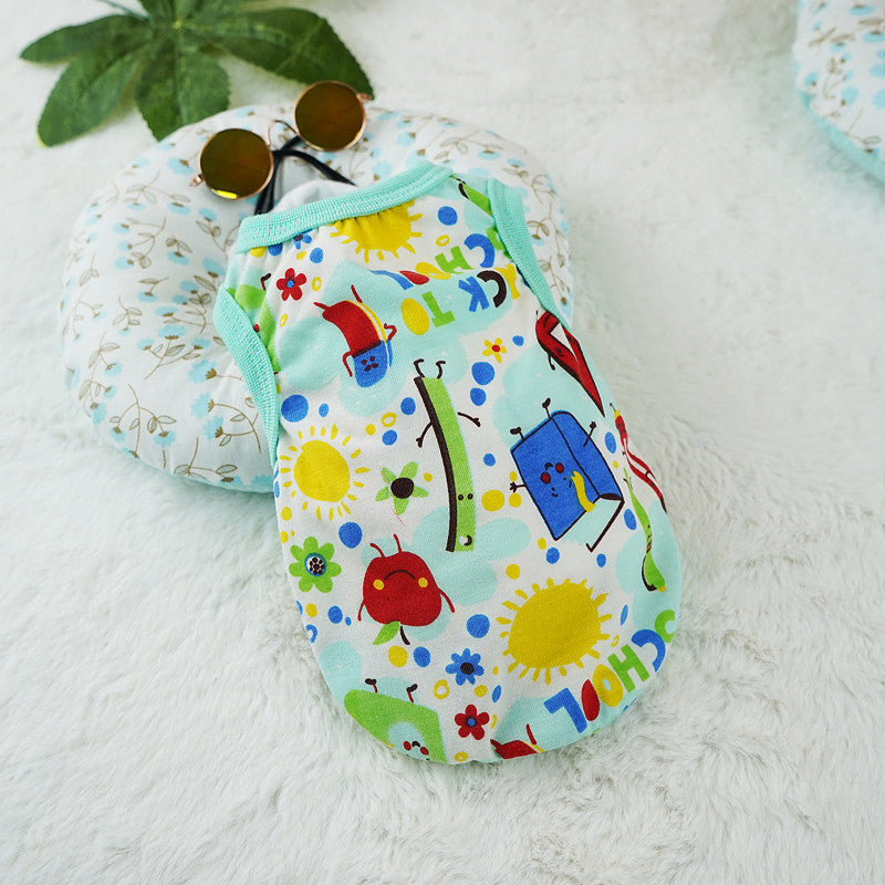 KFX-1508925 Cute Cartoon Dog Vest in Polyester – Multiple Designs: Dinosaur World, Crown Dinosaur, Mermaid, Sizes XS to XL