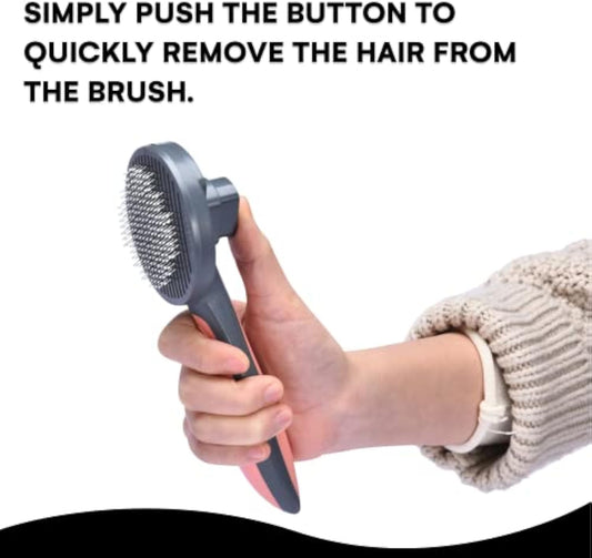 KFX-1509821 Self-Cleaning Slicker Brush for Cats and Dogs with Long or Short Hair, Detangling and Massaging Grooming Tool
