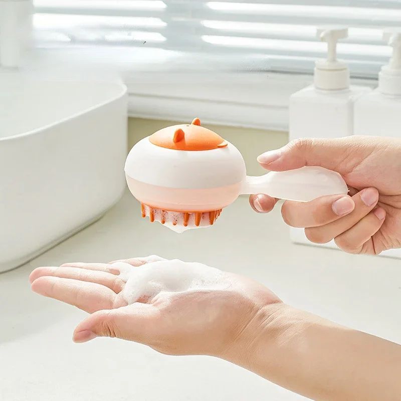 KFX-1510205 Automatic Pet Bath Brush with Soft Gel Massage and Hair Removal for Cats and Dogs, Suitable for Wet and Dry Use