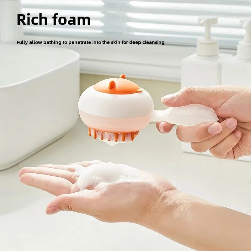 KFX-1510205 Automatic Pet Bath Brush with Soft Gel Massage and Hair Removal for Cats and Dogs, Suitable for Wet and Dry Use