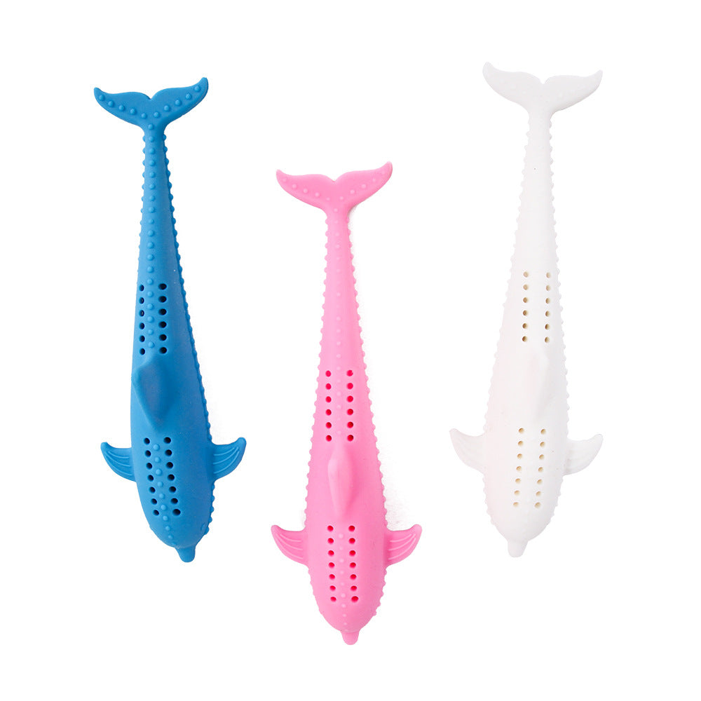 KFX-1510973 Catnip Silicone Fish Molar Stick for Dental Care and Stress Relief - 16x2.5cm