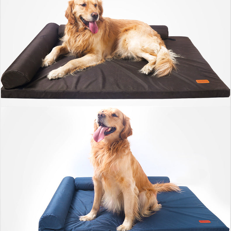 KFX-1512381 All-Weather Removable & Washable Dog Bed, Medium Size 75x60x11cm with Sponge Cushion and Pillow
