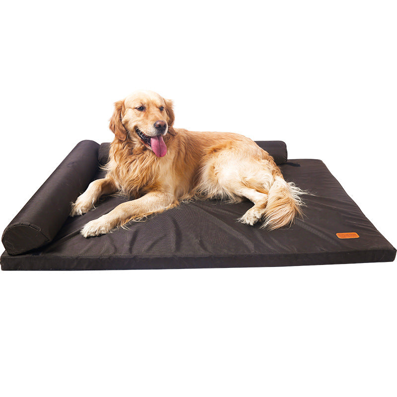 KFX-1512381 All-Weather Removable & Washable Dog Bed, Medium Size 75x60x11cm with Sponge Cushion and Pillow