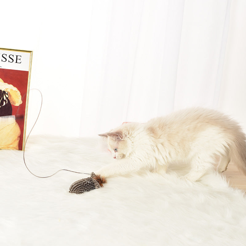 KFX-1513149 Interactive Feather Cat Toy on a Stick for Engaging Playtime