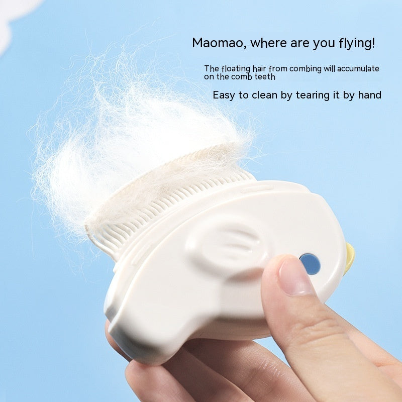 KFX-1513917 Deep Hair Removal & Massage Pet Comb for Cats - Milky White and Baby Blue
