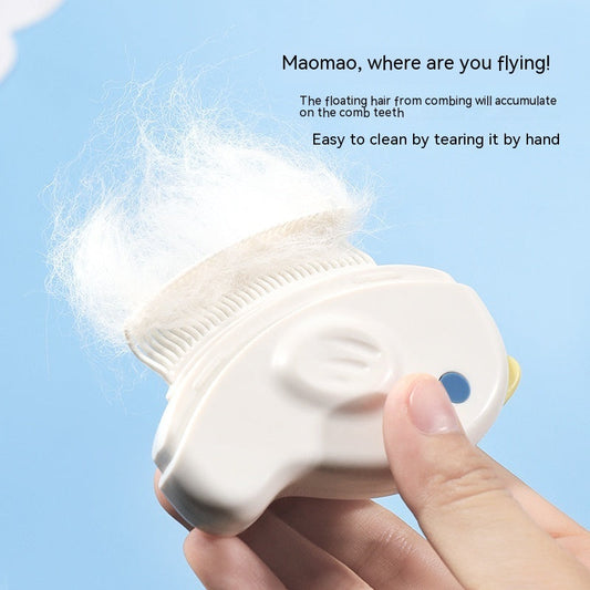 KFX-1513917 Deep Hair Removal & Massage Pet Comb for Cats - Milky White and Baby Blue