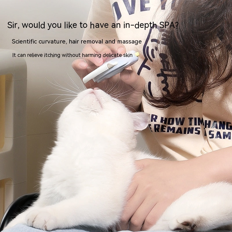 KFX-1513917 Deep Hair Removal & Massage Pet Comb for Cats - Milky White and Baby Blue