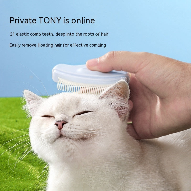 KFX-1513917 Deep Hair Removal & Massage Pet Comb for Cats - Milky White and Baby Blue