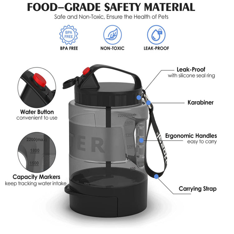 KFX-1514173 Large Capacity Water Bottle for Dogs and Cats - Durable Silicone Plastic Design