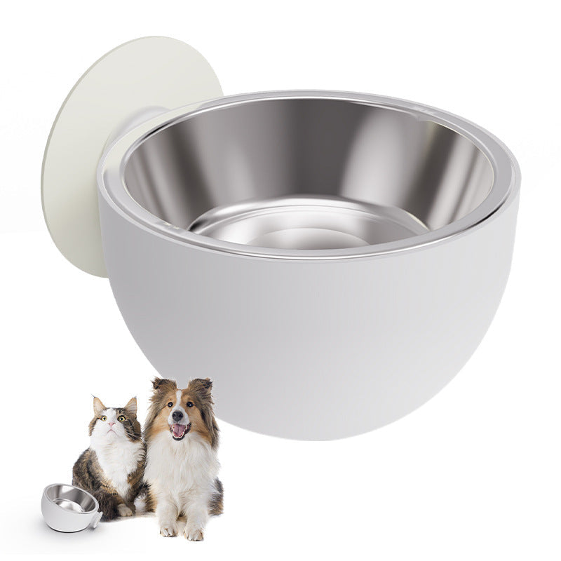 KFX-1514301 Magnetic Suction Pet Feeder - Cat and Dog Food Bowl, Plastic/Stainless Steel, 14x14x8CM