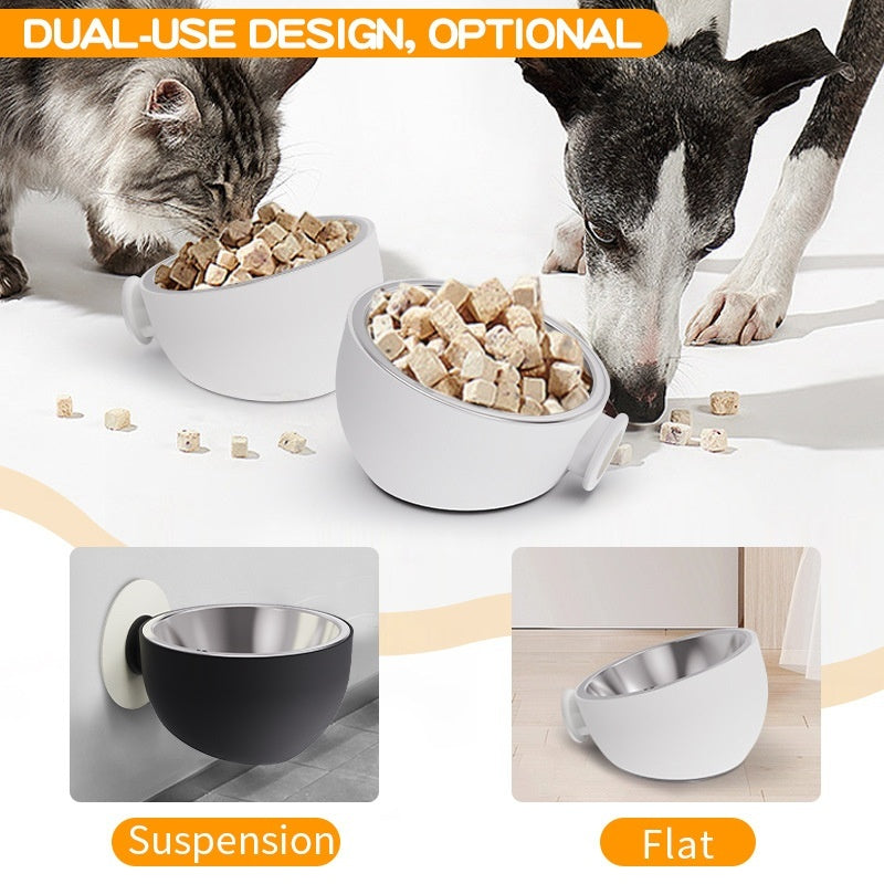 KFX-1514301 Magnetic Suction Pet Feeder - Cat and Dog Food Bowl, Plastic/Stainless Steel, 14x14x8CM